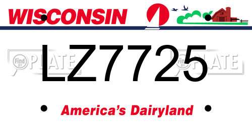 LZ7725 Wisconsin License Plate