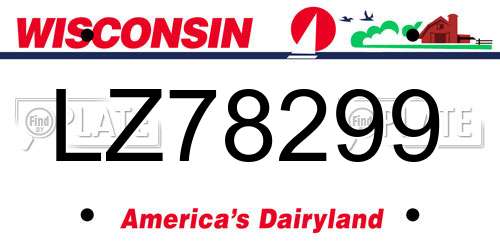 LZ78299 Wisconsin License Plate