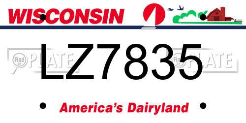 LZ7835 Wisconsin License Plate