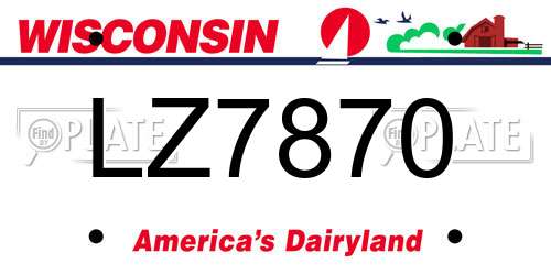 LZ7870 Wisconsin License Plate