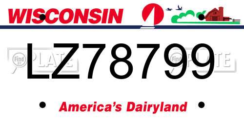 LZ78799 Wisconsin License Plate