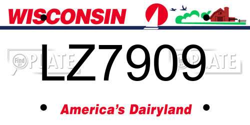 LZ7909 Wisconsin License Plate