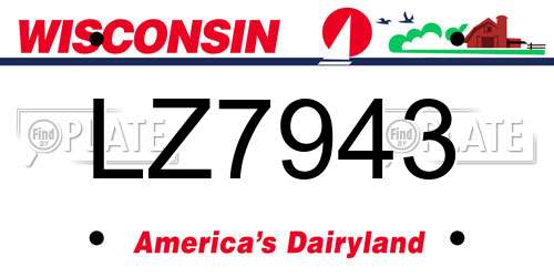 LZ7943 Wisconsin License Plate