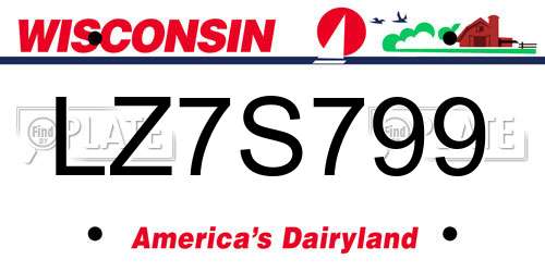 LZ7S799 Wisconsin License Plate