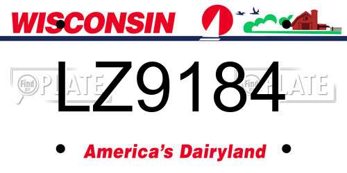 LZ9184 Wisconsin License Plate