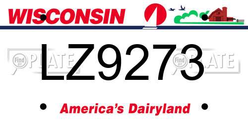 LZ9273 Wisconsin License Plate