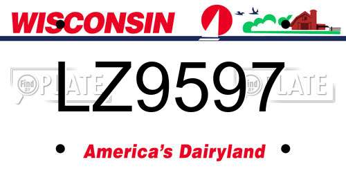 LZ9597 Wisconsin License Plate