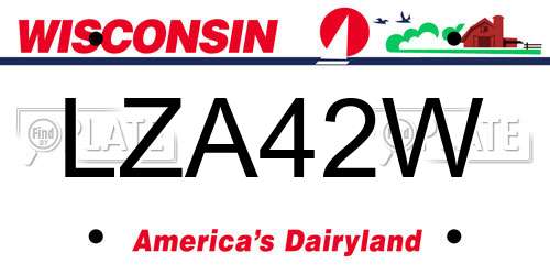 LZA42W Wisconsin License Plate