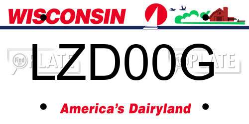LZD00G Wisconsin License Plate