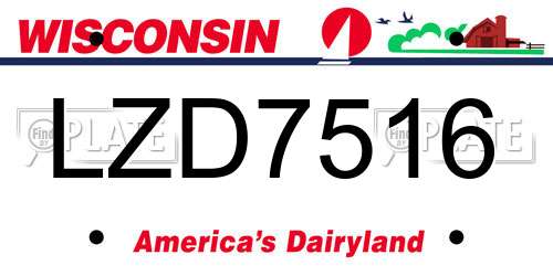 LZD7516 Wisconsin License Plate
