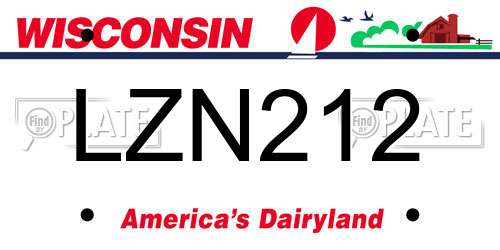 LZN212 Wisconsin License Plate