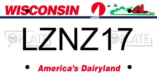 LZNZ17 Wisconsin License Plate