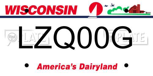 LZQ00G Wisconsin License Plate