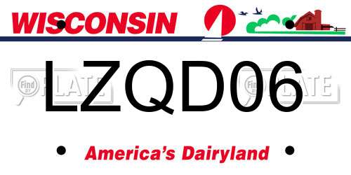LZQD06 Wisconsin License Plate