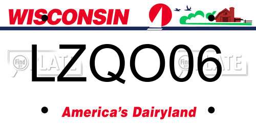 LZQO06 Wisconsin License Plate