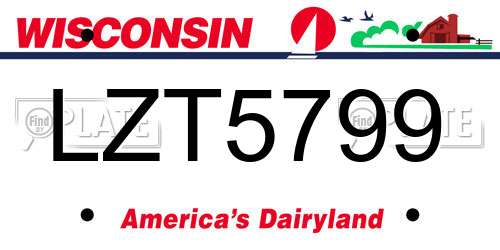 LZT5799 Wisconsin License Plate