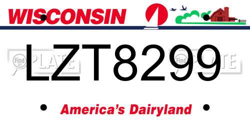 LZT8299 Wisconsin License Plate