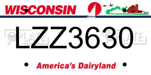 LZZ3630 Wisconsin License Plate