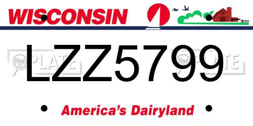 LZZ5799 Wisconsin License Plate