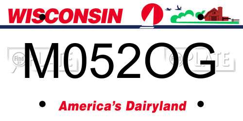 M052OG Wisconsin License Plate