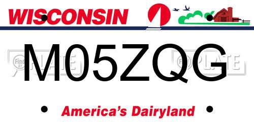 M05ZQG Wisconsin License Plate