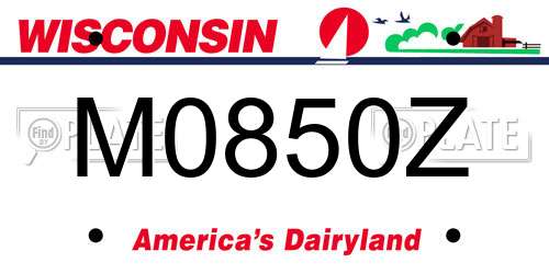 M0850Z Wisconsin License Plate