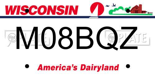 M08BQZ Wisconsin License Plate