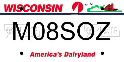 M08SOZ Wisconsin License Plate