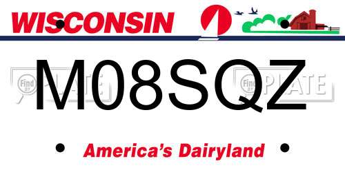 M08SQZ Wisconsin License Plate