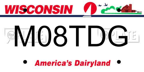 M08TDG Wisconsin License Plate