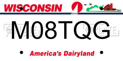 M08TQG Wisconsin License Plate