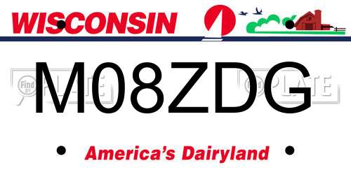 M08ZDG Wisconsin License Plate