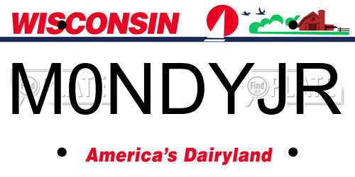M0NDYJR Wisconsin License Plate