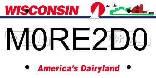 M0RE2D0 Wisconsin License Plate