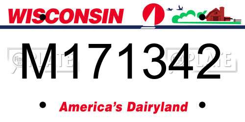 M171342 Wisconsin License Plate