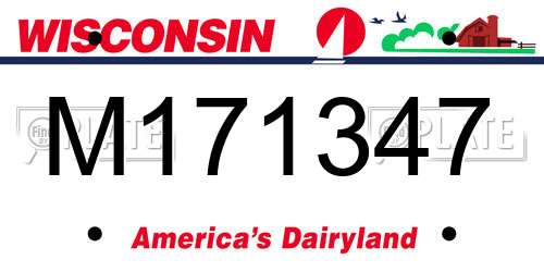 M171347 Wisconsin License Plate