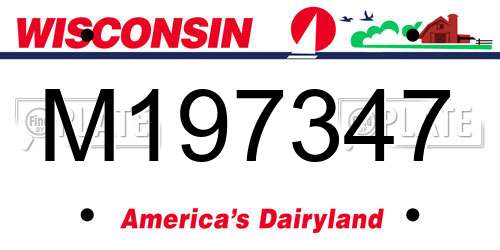M197347 Wisconsin License Plate