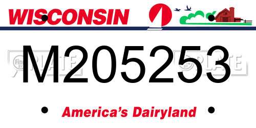 M205253 Wisconsin License Plate