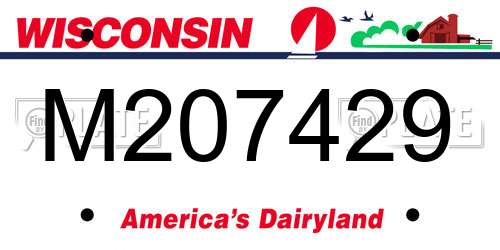 M207429 Wisconsin License Plate