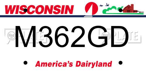 M362GD Wisconsin License Plate