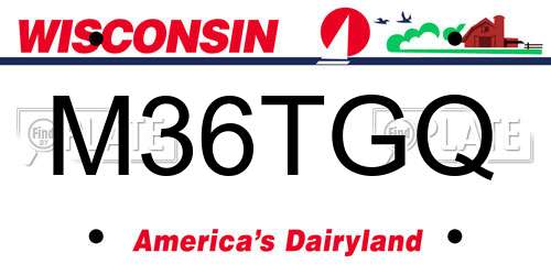M36TGQ Wisconsin License Plate