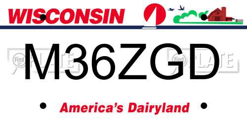 M36ZGD Wisconsin License Plate