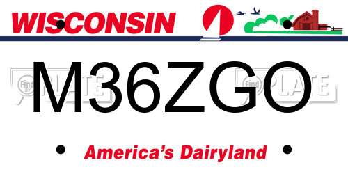 M36ZGO Wisconsin License Plate