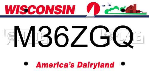M36ZGQ Wisconsin License Plate