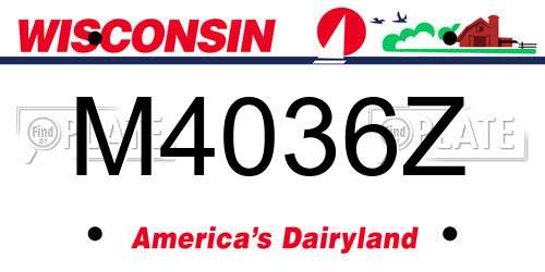 M4036Z Wisconsin License Plate