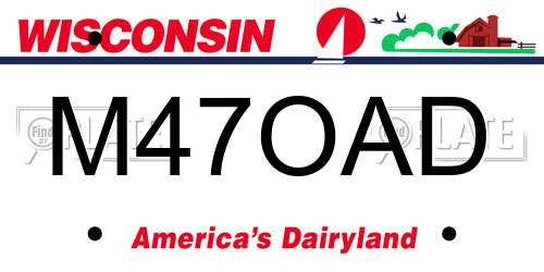 M47OAD Wisconsin License Plate