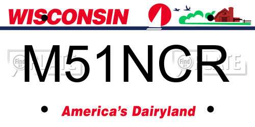 M51NCR Wisconsin License Plate