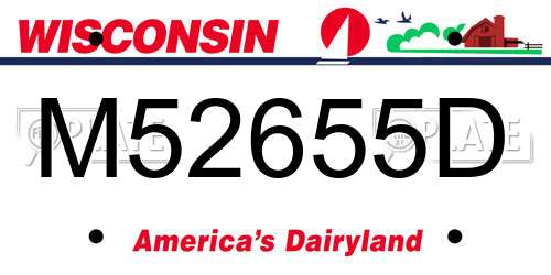 M52655D Wisconsin License Plate