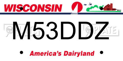 M53DDZ Wisconsin License Plate
