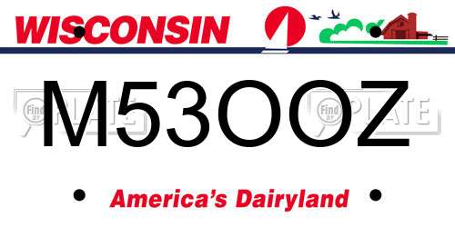 M53OOZ Wisconsin License Plate